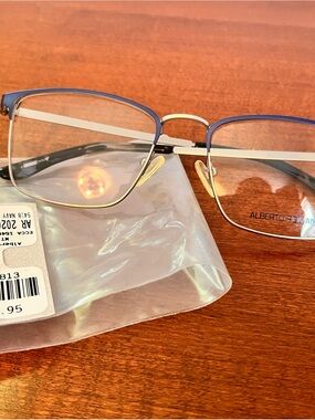 Alberto Romani (AR 20203 NV) Metal Rim Eyeglasses Silver-Navy Blue